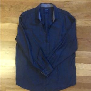 Extra slim Dark Blue Denim button-down shirt